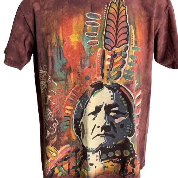 The Mountain Cherokee Indian T Shirt S Maroon Crewneck Short Sleeve Sitting Bull - Picture 2 of 8